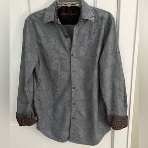 Robert Graham 100% Cotton Black White Psychedelic Button Down Shirt Size Small